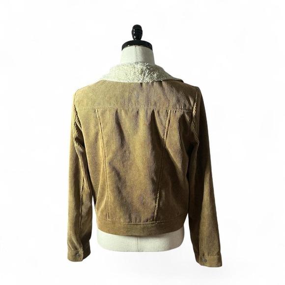 FAVLUX FASHION Women's Corduroy Sherpa Lined Trucker Jacket Tan Penny Lane‎ - Picture 2 of 6